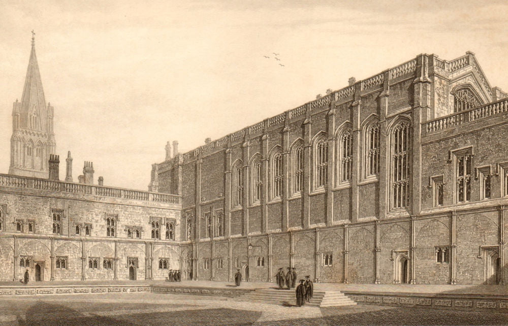 The Great Quadrangle, Christ Church College, Oxford, by John Le Keux 1837